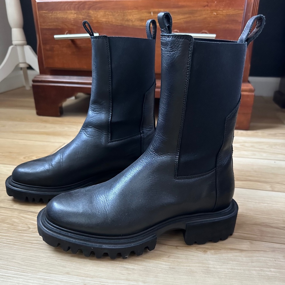 All Saints Women’s Black Leather Boots - Size 38